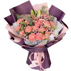 19朵粉色康乃馨，祝您幸福快乐