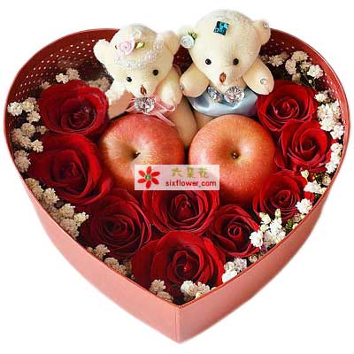圣诞之爱/9支红玫瑰苹果礼盒