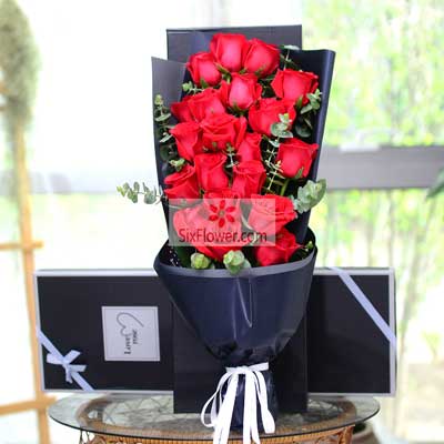 19朵红玫瑰，礼盒装，永远和你在一起