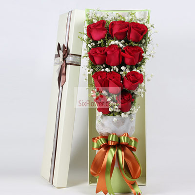 11朵红玫瑰，礼盒装，想你了，亲爱的