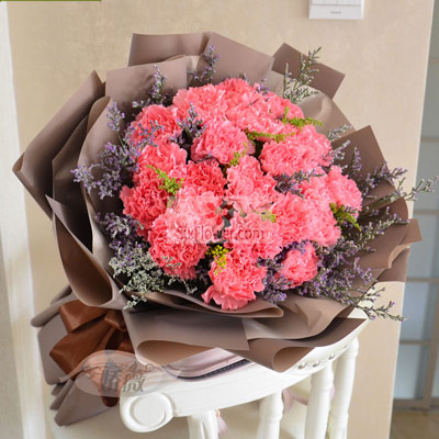 19朵粉色康乃馨，至高的爱