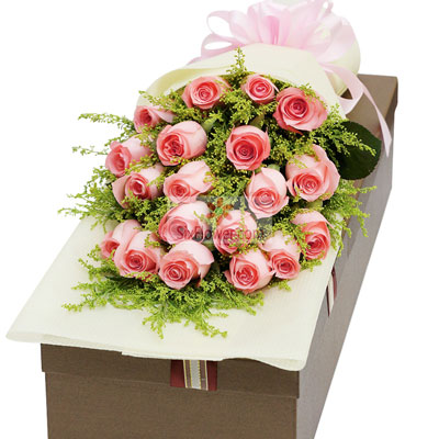 19朵戴安娜粉玫瑰，礼盒装，爱你的誓言不会忘