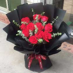 11朵红玫瑰，尤加利搭配，一心一意一生不分离