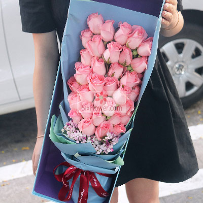 33朵戴安娜粉玫瑰，礼盒装，只愿你过得高兴