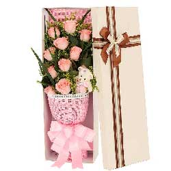 11朵戴安娜粉玫瑰，礼盒装，真诚真心的爱