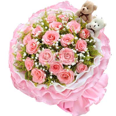 19朵戴安娜粉玫瑰，幸福甜蜜