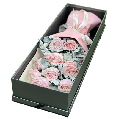 9朵戴安娜粉玫瑰礼盒，你和我