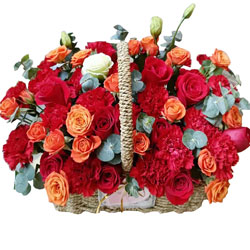 18朵红玫瑰康乃馨花篮，最美好的祝福