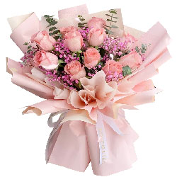 11朵戴安娜粉玫瑰，心心相印的甜蜜