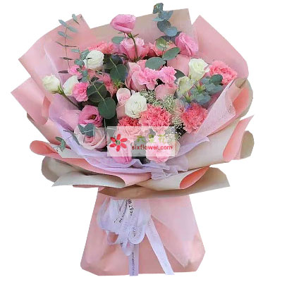 11朵戴安娜粉玫瑰康乃馨，愿你福星高照