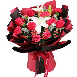 6朵红玫瑰，6朵红色康乃馨，幸福永远伴你