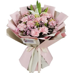 12朵粉色康乃馨百合，送你满满福