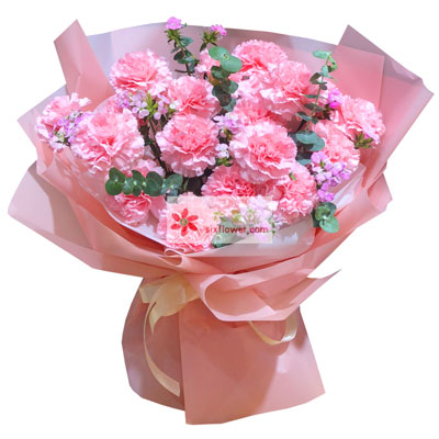 18朵粉色康乃馨，祝福你吉祥如意