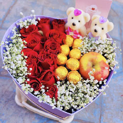 11朵红玫瑰巧克力苹果礼盒，甜蜜的思念