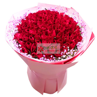 商品名称：99朵红玫瑰满天星，给你我全部的爱