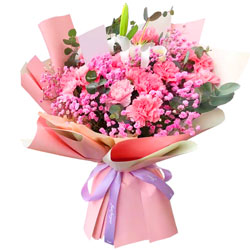 11朵粉色康乃馨百合，祝愿你永远幸福