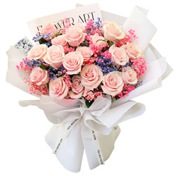 19朵戴安娜粉玫瑰，纯粹而浪漫的爱情