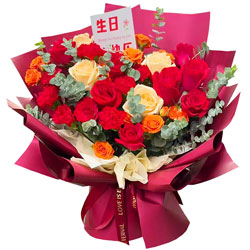 11朵红玫瑰康乃馨，积极乐观