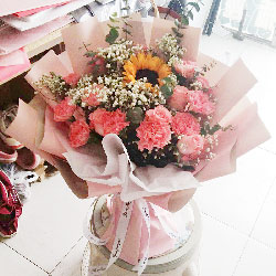 11朵康乃馨粉玫瑰，满载的祝福送给你