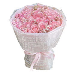 33朵戴安娜粉玫瑰，我的心属于你