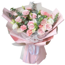 11朵粉玫瑰康乃馨，快乐和幸福